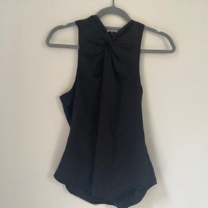 Cinq A Sept High Neck Black Silk Top